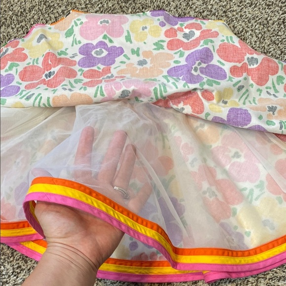 VNTG Isabella Floral Red and Purple  Sundress with Puff Cap Sleeves & Bib Collar - Picture 4 of 12